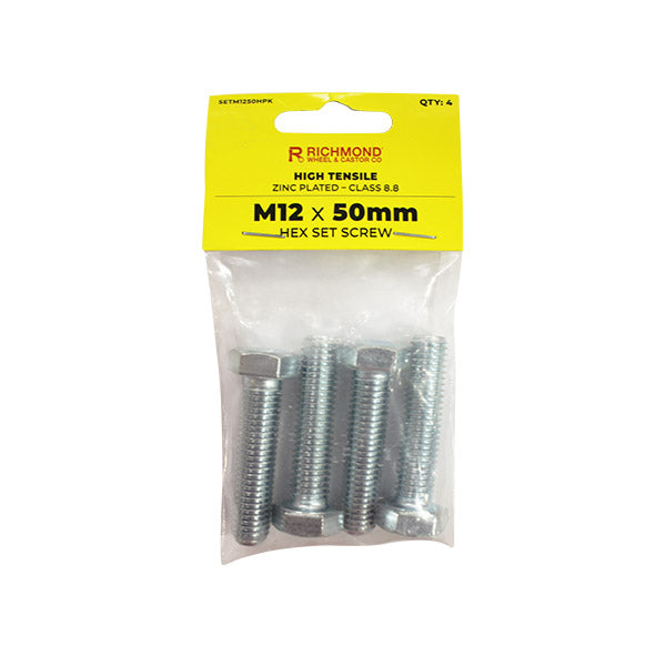 M12 x 50mm High Tensile Hex Set Screw - 4 Pack (SETM1250HPK4) image 0