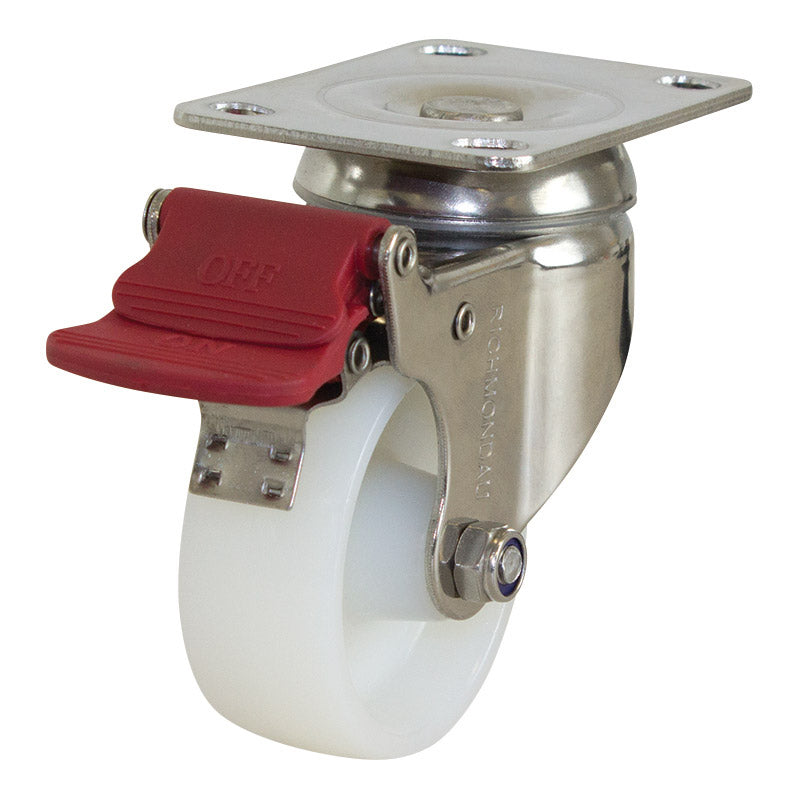 Richmond Swivel 75mm Solid White Nylon Wheel Stainless Steel Elite Castor (S3388B) image 0