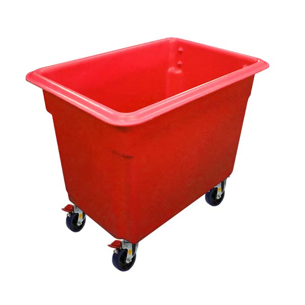 Red 150L Tapered Rotationally Moulded Plastic Tub (RTR150R) - 125mm Reb Rubber 2x Rigid and 2x Brake image