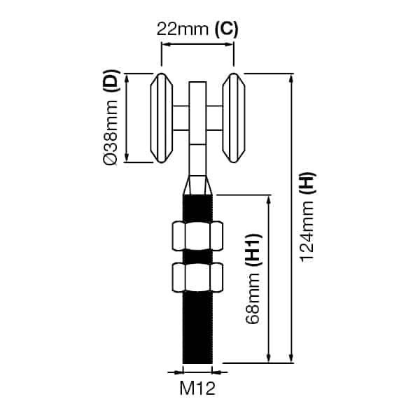Hanging Gate 2 Wheel Nylon Roller Set to Suit 50mm Wide Channel (GTR191) image 1