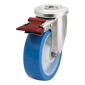 Richmond Swivel 125mm Blue Rebound Poly Tyred Wheel Stainless Steel Excel Castor (S5148B) image 0