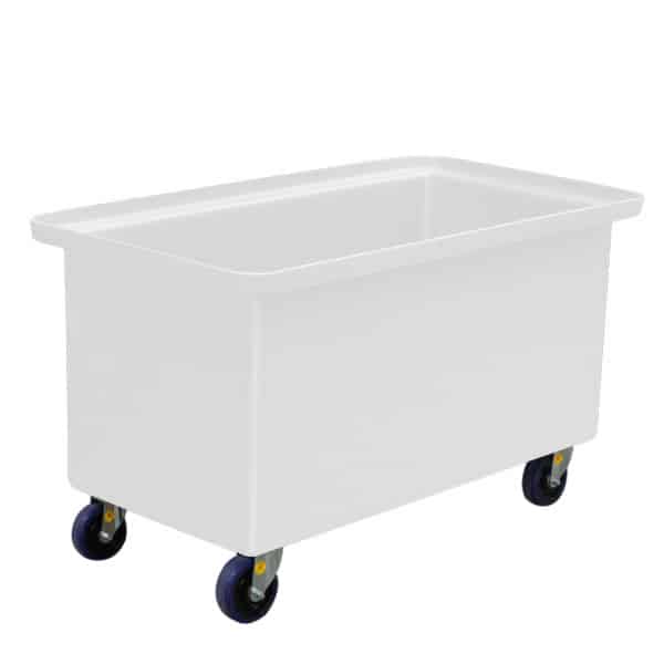 Natural 250L Straight Rotationally Moulded Plastic Tub - 125mm Reb Rubber 4x Swivel image