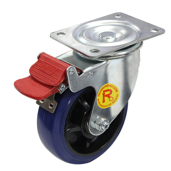 Richmond Castor Swivel with Rebound Rubber 150mm Wheel and Brake (S6042B) image 0