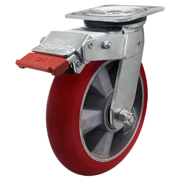 200mm Donut Profile Poly on Aluminium Wheel Castor 250kg Capacity (S8824SLB) image 0