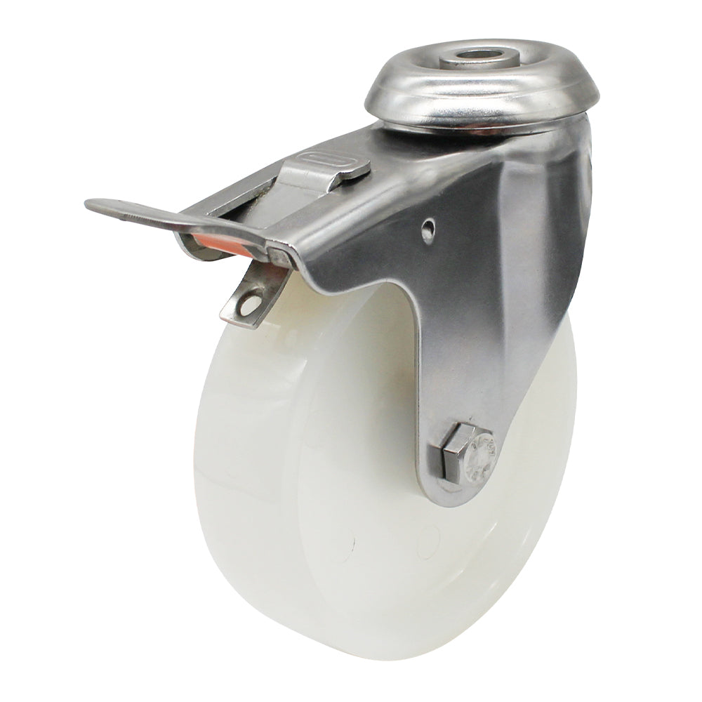 100mm Nylon Wheel 70kg Capacity Stainless Steel Brake Castor (S4732B) image 0