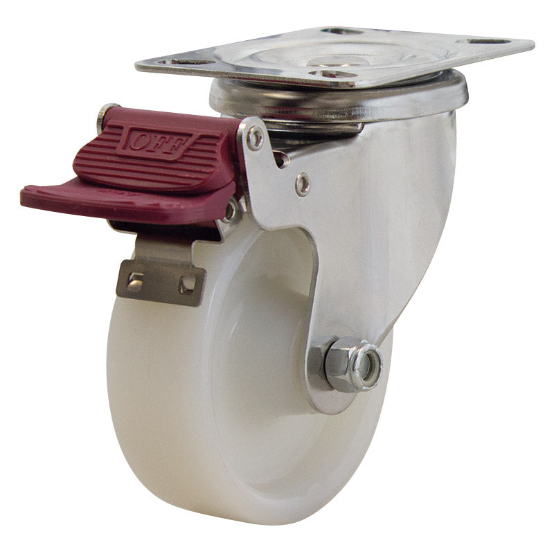 Richmond Swivel 100mm Solid White Nylon Wheel Stainless Steel Excel Castor (S4142B) image 0