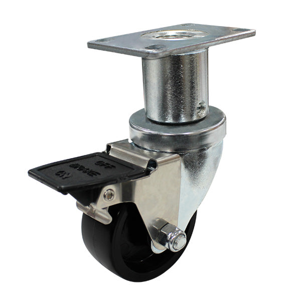 75mm Nylon Wheel Adjustable Height Castor with Brake (S75B) image 0