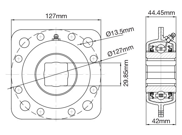 FD210R Flange Mount Square Ball Bearing Unit with Four Bolt Flange image 1