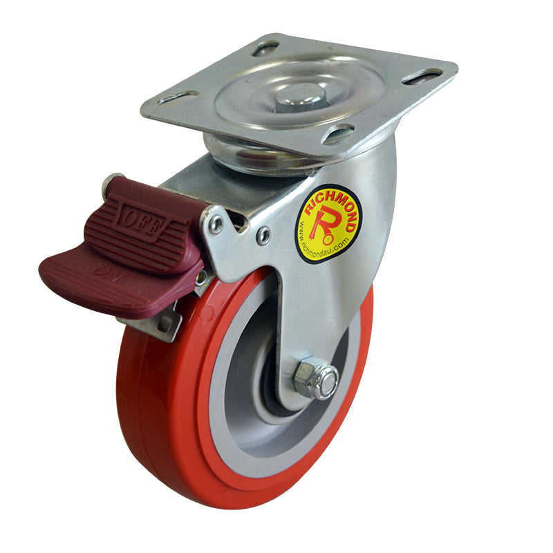 Richmond Castor Swivel with Polyurethane 125mm Wheel and Brake (S5044B) image 0