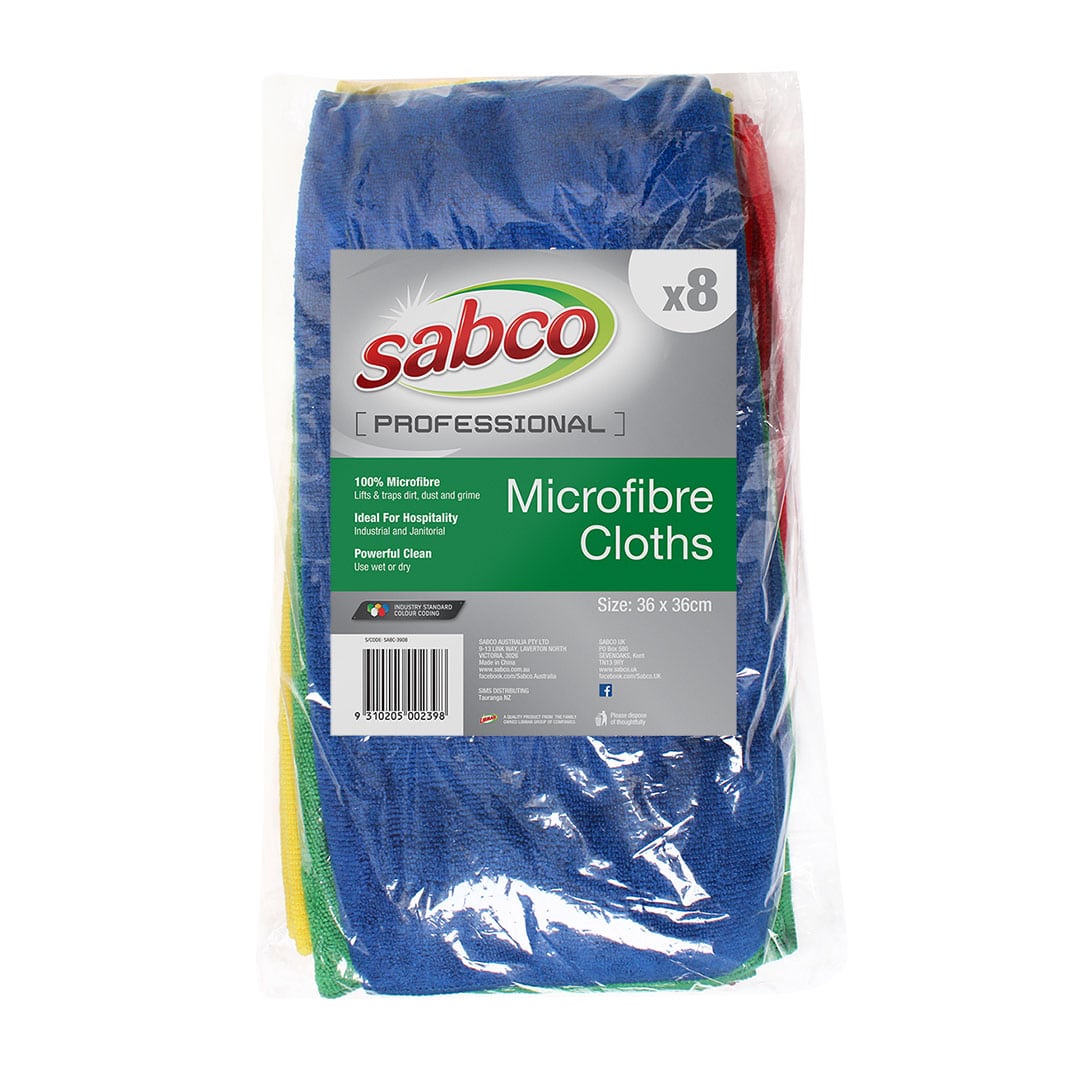 SABCO MIXED COLOURED MICROFIBRE CLOTHS-36CM X 280GSM 8PK (SABC-3908) image 2