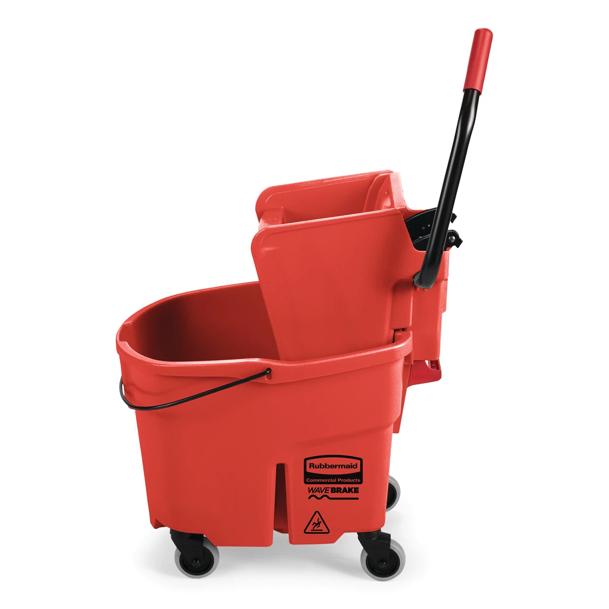 Rubbermaid Commercial Products WaveBrake® 35-Quart Side-Press Bucket and Wringer, Red | FG758888RED