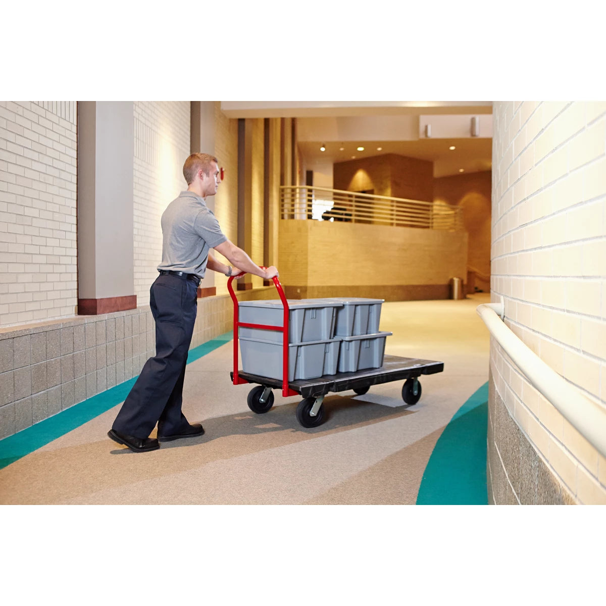 Rubbermaid Heavy Duty Platform Truck, 60cm x 122cm with 20cm TPR Castors | FG443600BLA