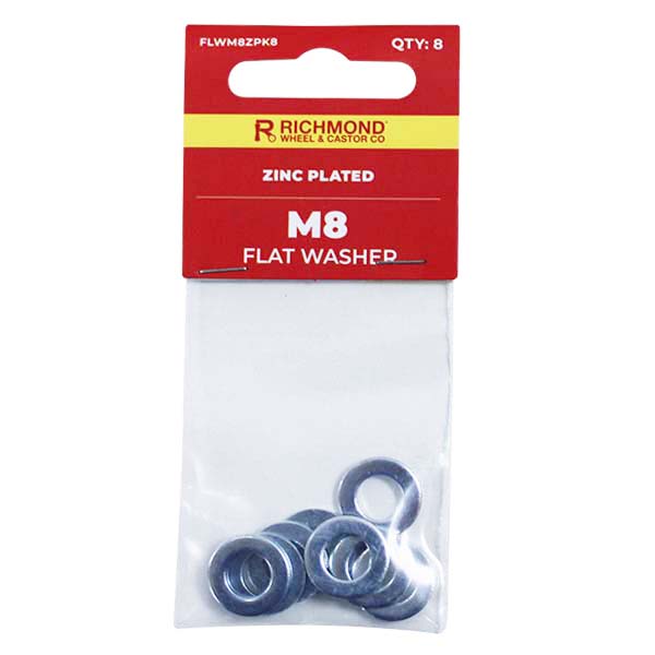 M8 Zinc Plated Flat Washer - 8 Pack (FLWM8ZPK8) image 0