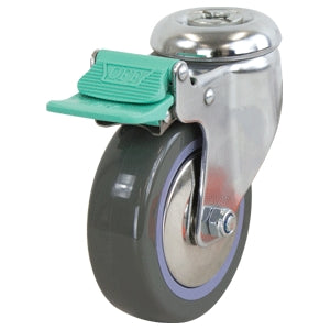 Richmond Swivel Stainless Steel Elite Castor with 100mm Grey Poly Tyred Wheel and Directional Lock (S4478D) image 0