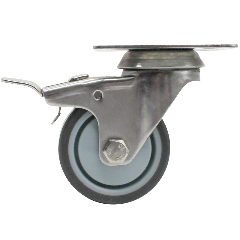 50mm Rubber Wheel 30kg Capacity Stainless Steel Brake Castor (S2726B) image 1