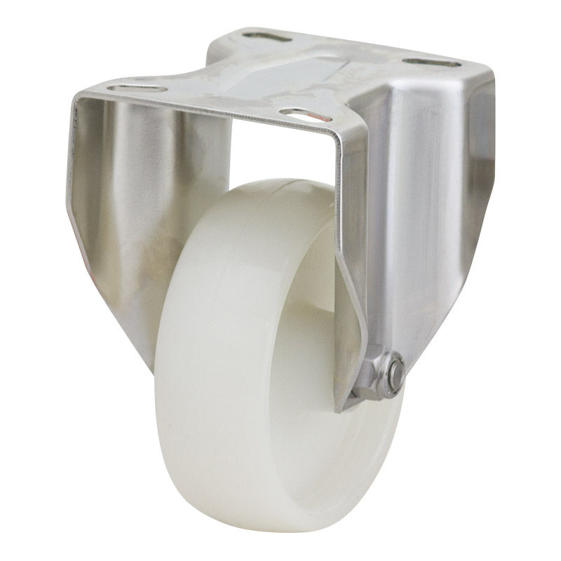 Richmond Rigid 100mm Solid White Nylon Wheel Stainless Steel Excel Castor (R4143) image 0