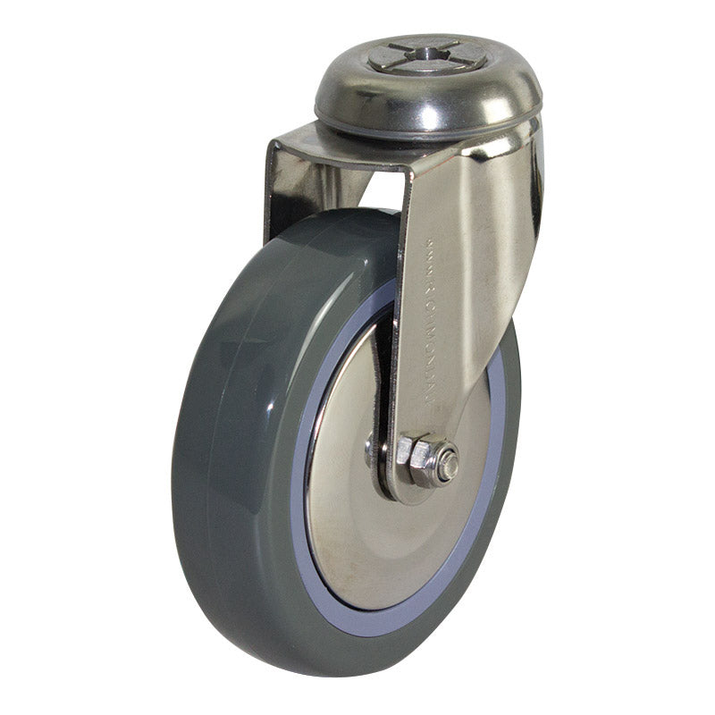 Richmond Swivel 125mm Grey Poly Tyred Wheel Stainless Steel Elite Castor (S5578) image 0