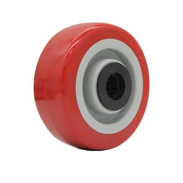 100mm Polyurethane Tyred Nylon Centred Wheel | 3/4" Axle Diameter (PU4408-75) image 0