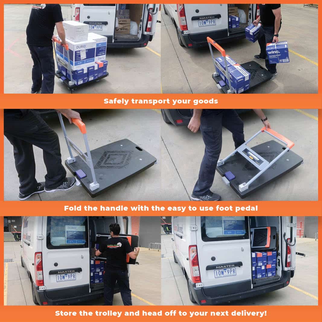 900 x 600mm Folding Platform Trolley with Deadman/Handle Brake | PFR043 image 4