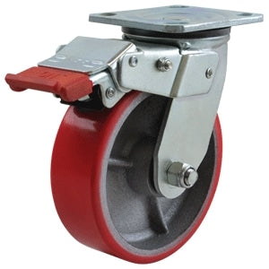 Richmond Castor Swivel with 150mm Polyurethane Tyred Wheel with Swivel Lock and Brake (S6655SLB) image 0