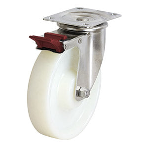 Swivel Castor with Nylon 200mm Wheel and Brake (S8140B) image 0