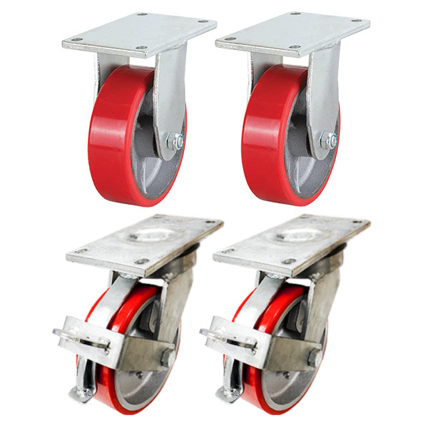 Waste Bin Castor Set With Poly on Cast Iron Wheels (WASTESETT-10) image 0