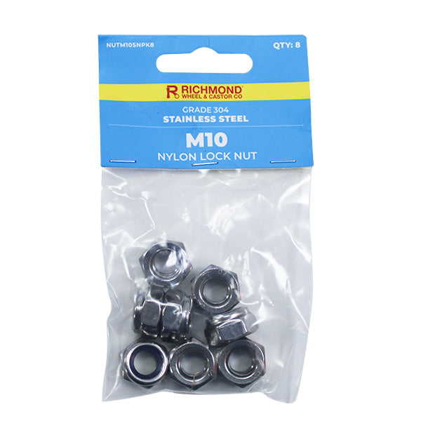 M10 Stainless Steel Nylon Lock Nut - 8 Pack (NUTM10SNPK8) image 0