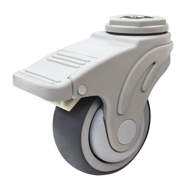 75mm Thermoplastic Rubber Wheel 80/45kg Capacity Medical Castor With Brake (S3392B) image 0