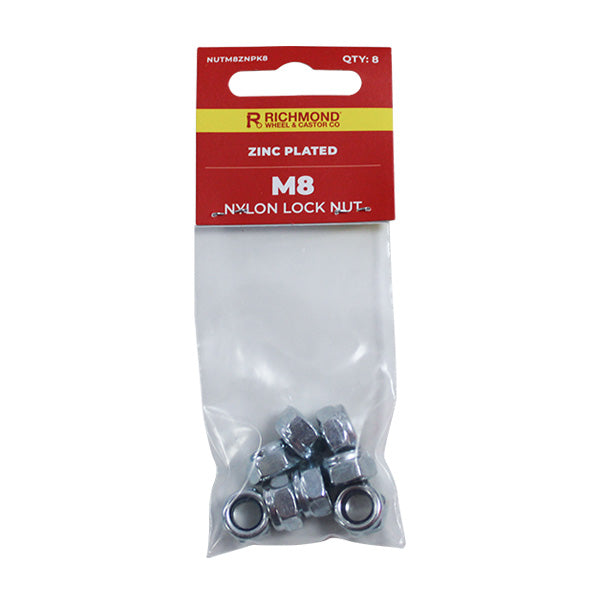 M8 Zinc Plated Nylon Lock Nut - 8 Pack (NUTM8ZNPK8) image 0