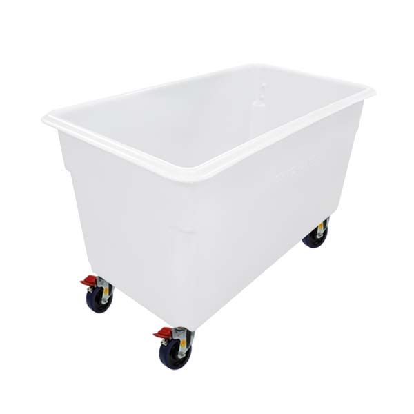 Natural 450L Tapered Rotationally Moulded Plastic Tub (RTR450NAT) - 125mm Reb Rubber 2x Rigid and 2x Brake image