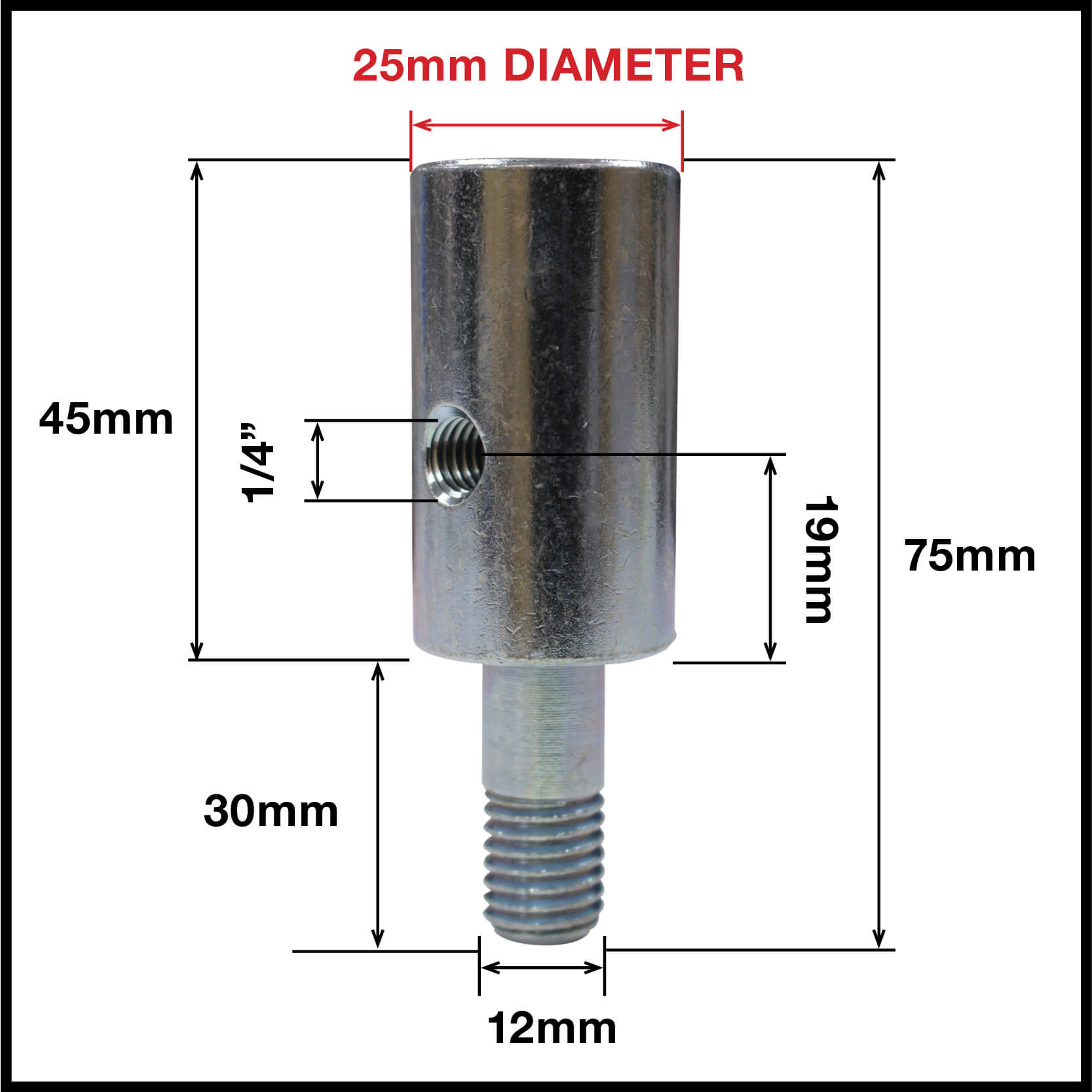 Solid Metal Pintle Parts For 25mm ID Round Tube (063PINTLE-P7) image 1