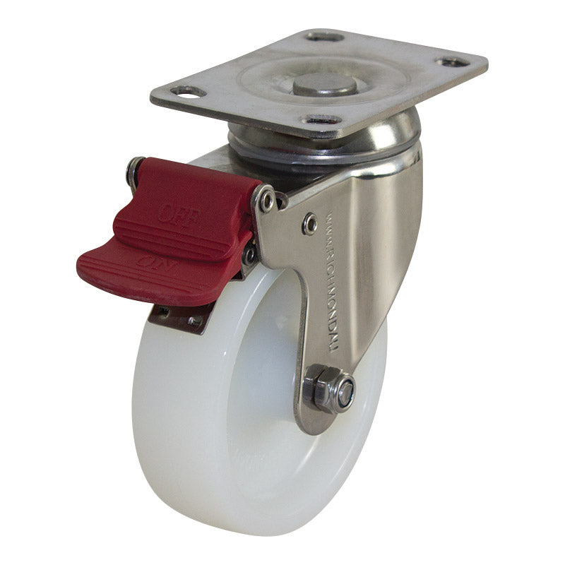 Richmond Swivel 100mm Solid White Nylon Wheel Stainless Steel Elite Castor (S4488B) image 0