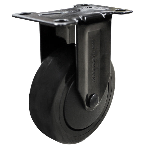 100mm Black Polyurethane Wheel 80kg Capacity Rigid Castor (R4363) image 0
