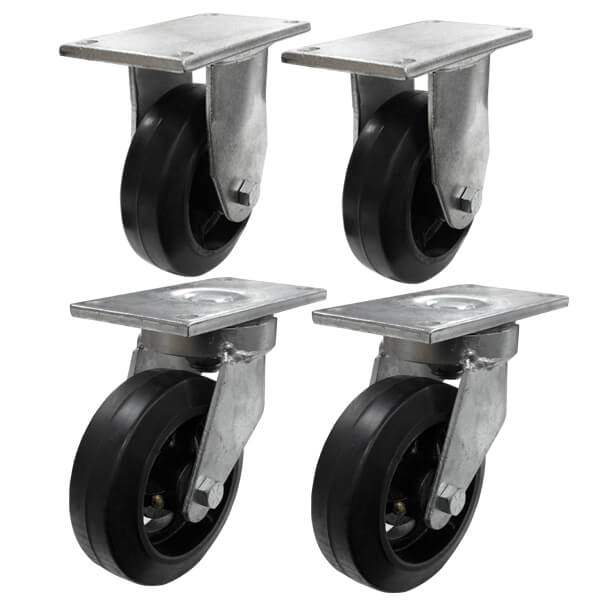 Waste Bin Castor Set with Black Rubber Tyred Wheels (WASTESETT-2) image 0