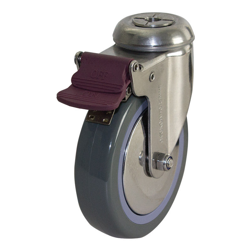Richmond Swivel 125mm Grey Poly Tyred Wheel Stainless Steel Elite Castor (S5578B) image 0