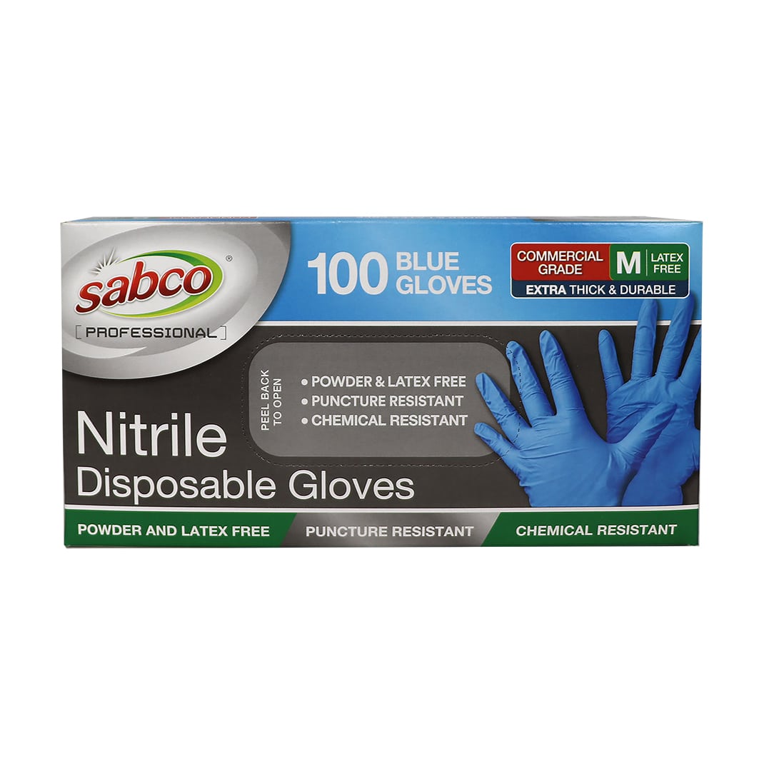 SABCO BLUE NITRILE GLOVES 100PK MED TGA ARTG ID 334715 (SABC-8005) image 2