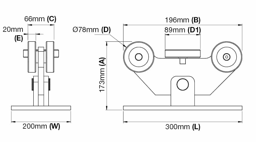 Cantilever Gate 5 Wheel Set to Suit 100mm Wide Channel (GTR027) image 1