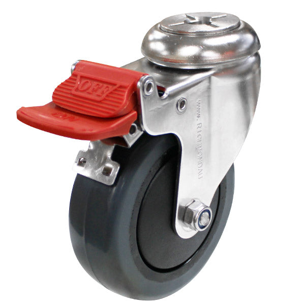 100mm Elastic  Rubber Swivel Brake Castor (S4461B) image 0