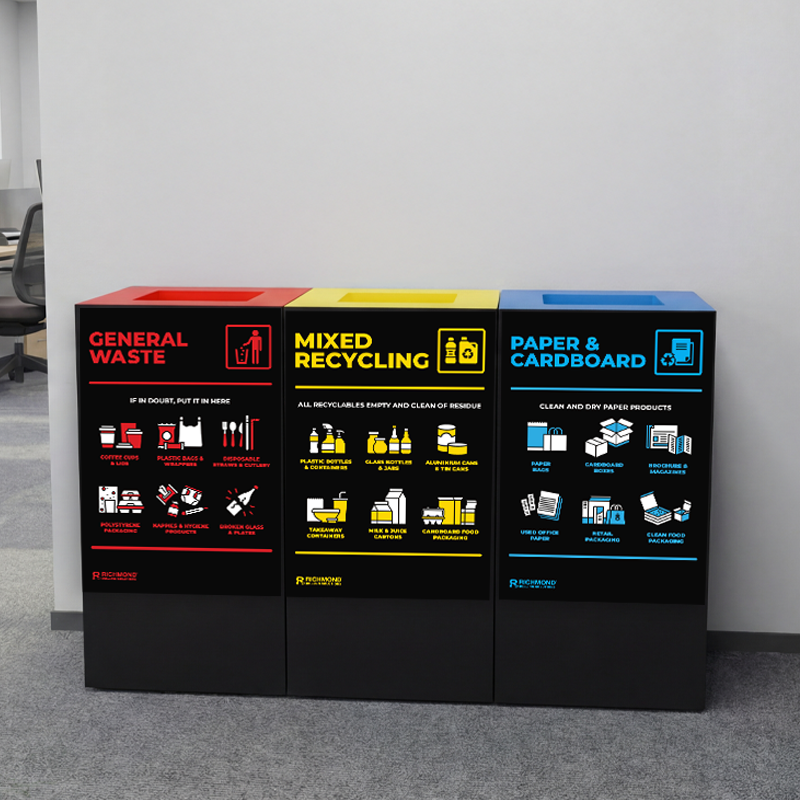 Waste Recycling Signage Set - General Waste, Recycling, Paper & Cardboard Recycling (WRSSTICKSET2)