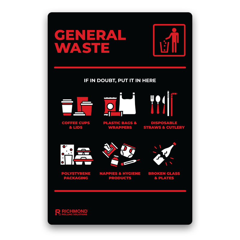 Waste Recycling Signage Set - General Waste & Recycling (WRSSTICKSET1)