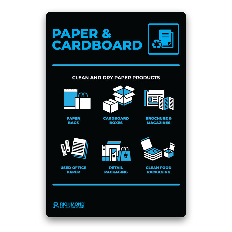 Waste Recycling Signage Set - General Waste, Recycling, Paper & Cardboard Recycling (WRSSTICKSET2)