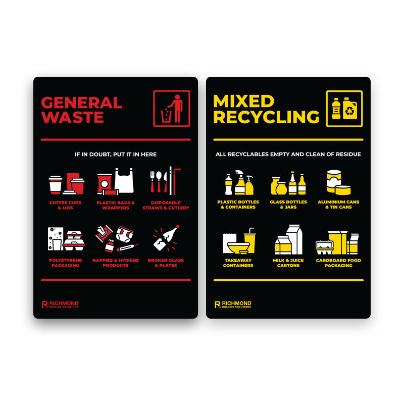 Waste Recycling Signage Set - General Waste & Recycling (WRSSTICKSET1)
