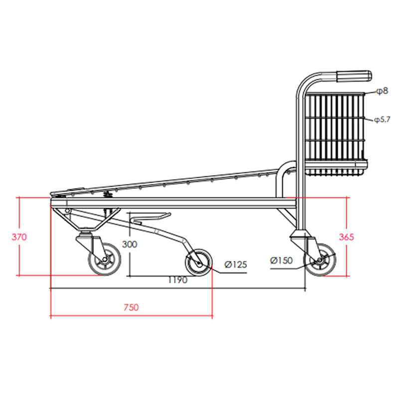 Steel Mesh Platform Trolley With Spring Load Dampening Deck and Fifth Wheel For Easy Steering (PFS001)