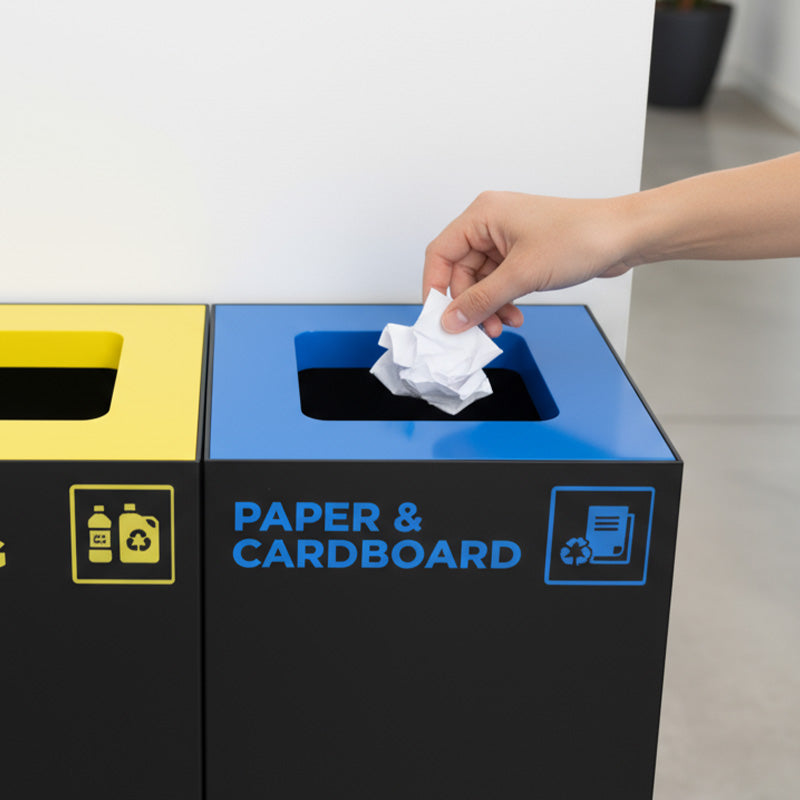 Waste Recycling Station Bin – Blue Lid – Paper & Cardboard Recycling (WRS004)